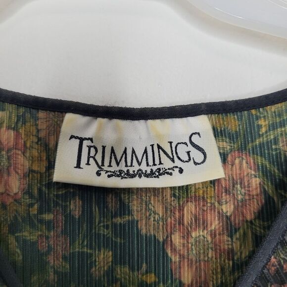 Vintage dark moody floral accordion pleated pullover whimsigoth top 90s - Picture 4 of 6